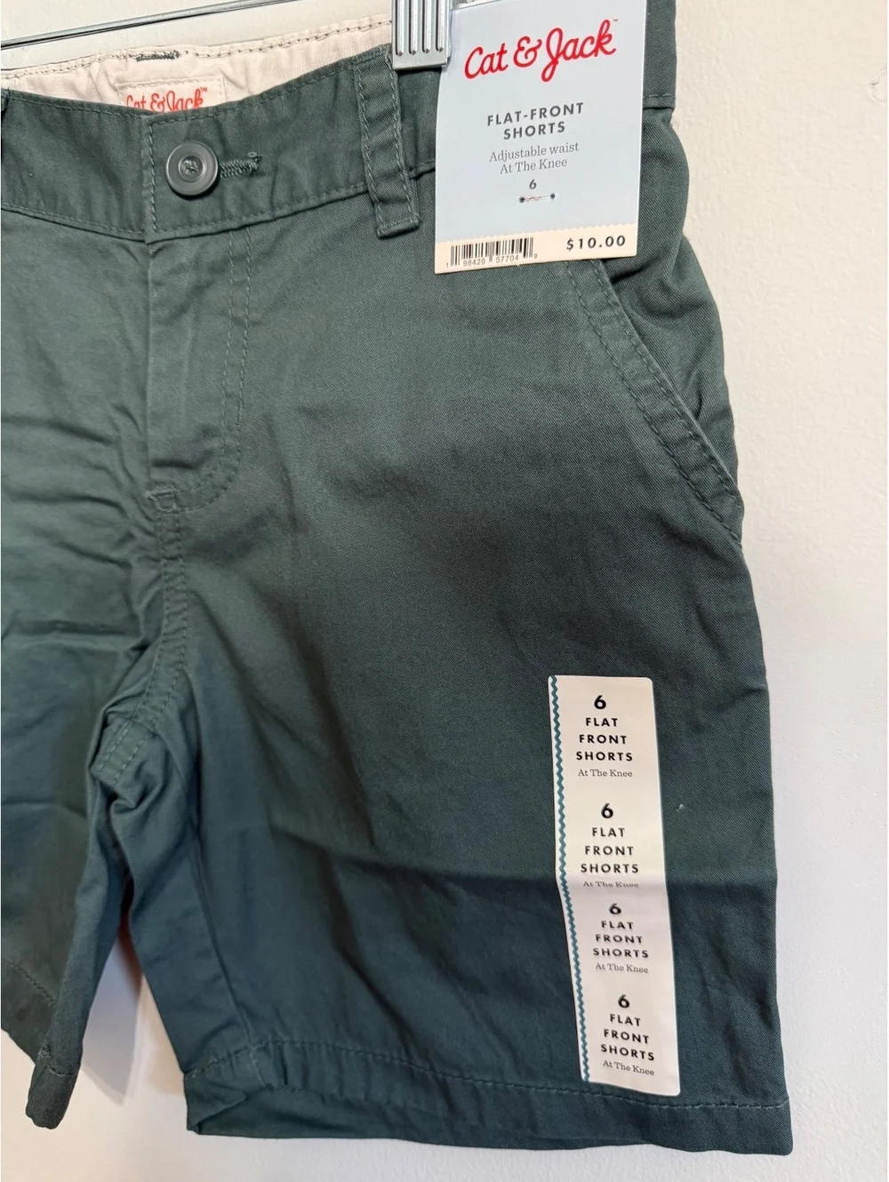 Cat & Jack Boys' Size 6 Flat Front Shorts, Dark Green
